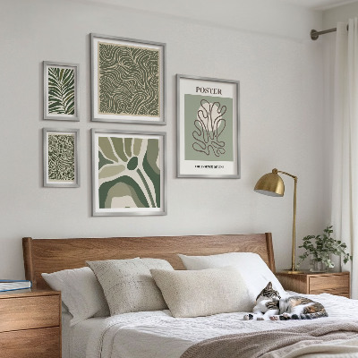 Billedsæt over sofa Abstrakte boho planteformer