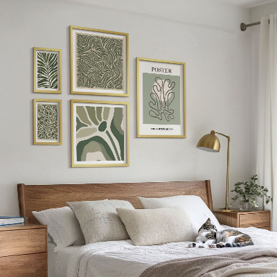Billedsæt over sofa Abstrakte boho planteformer