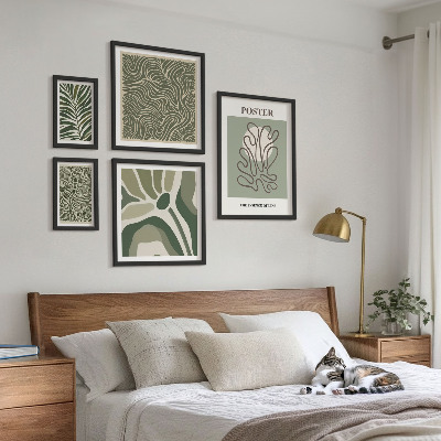 Billedsæt over sofa Abstrakte boho planteformer
