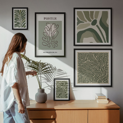 Billedsæt over sofa Abstrakte boho planteformer