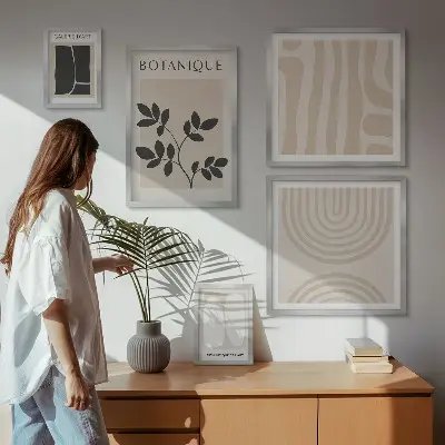 Stilfuld plantegrafik billedkomposition til væg