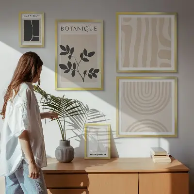 Stilfuld plantegrafik billedkomposition til væg