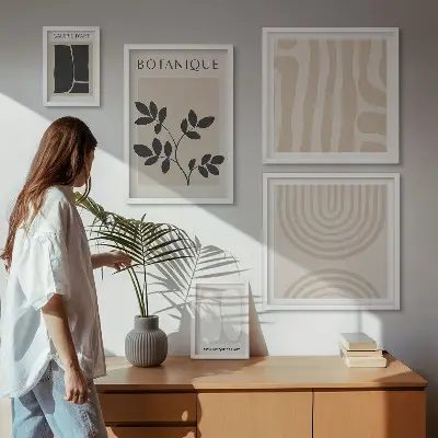 Stilfuld plantegrafik billedkomposition til væg