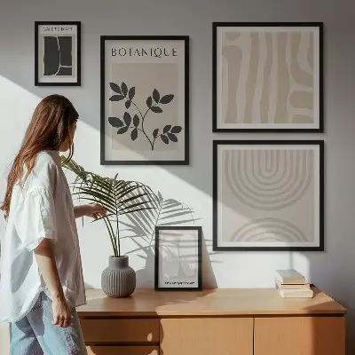 Stilfuld plantegrafik billedkomposition til væg