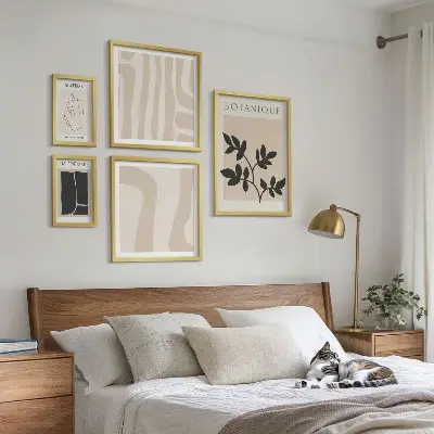 Abstrakt plantegrafik billedsæt til over sofa