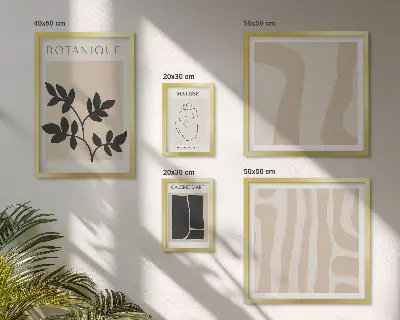 Abstrakt plantegrafik billedsæt til over sofa