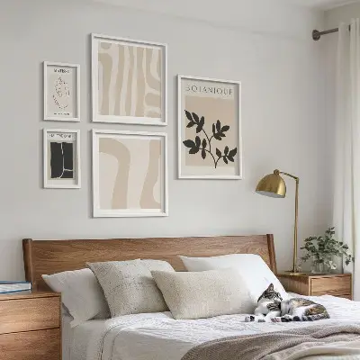 Abstrakt plantegrafik billedsæt til over sofa