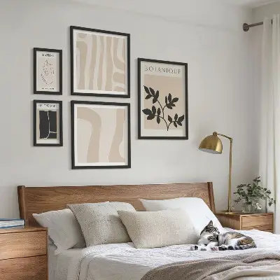 Abstrakt plantegrafik billedsæt til over sofa