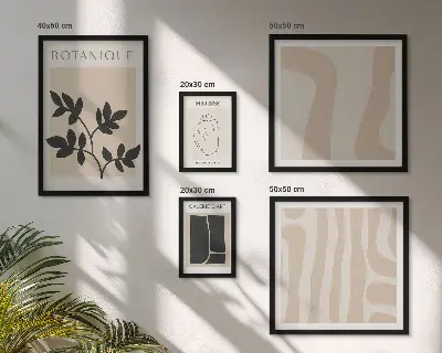 Abstrakt plantegrafik billedsæt til over sofa