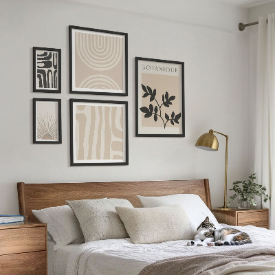 Billedsæt over sofa Stilfulde neutrale plantemotiver