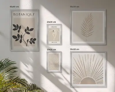 Billedkomposition til væg med stilfulde blomstergeometriske dekorationer