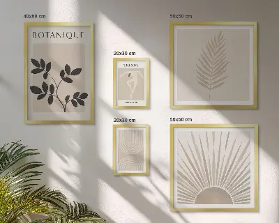 Billedkomposition til væg med stilfulde blomstergeometriske dekorationer