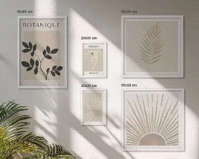 Billedkomposition til væg med stilfulde blomstergeometriske dekorationer