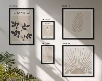 Billedkomposition til væg med stilfulde blomstergeometriske dekorationer