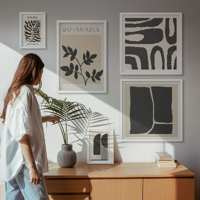 Billedkomposition til væg Stilfuld abstrakt naturgrafik