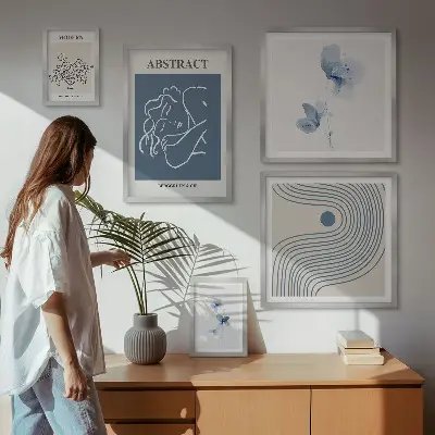 Billedsæt til sofa moderne abstrakt i blomsterhandlerstil