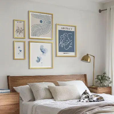 Billedsæt til sofa moderne abstrakt i blomsterhandlerstil