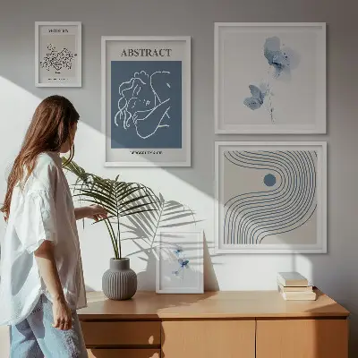 Billedsæt til sofa moderne abstrakt i blomsterhandlerstil