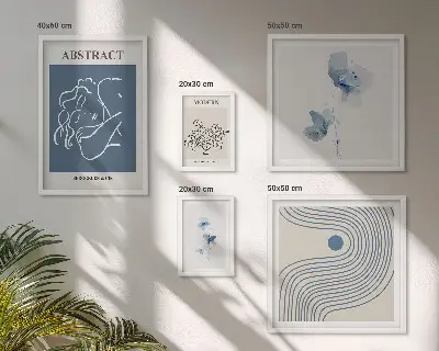 Billedsæt til sofa moderne abstrakt i blomsterhandlerstil