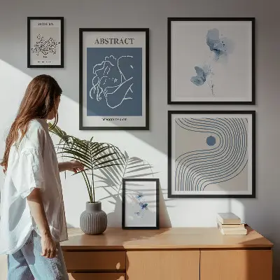 Billedsæt til sofa moderne abstrakt i blomsterhandlerstil