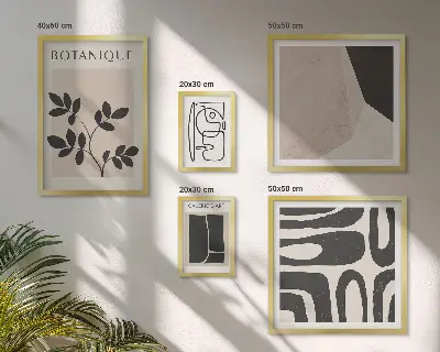 Billedkomposition til væg i stilfuld minimalistisk grafik
