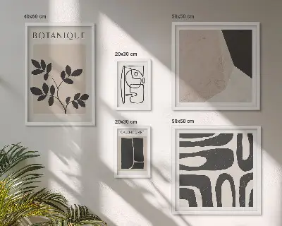 Billedkomposition til væg i stilfuld minimalistisk grafik