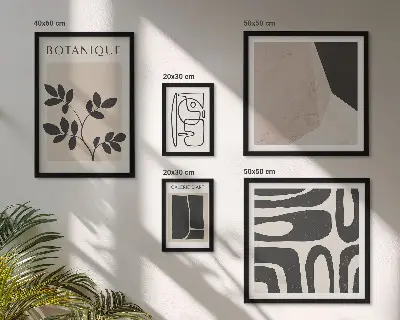 Billedkomposition til væg i stilfuld minimalistisk grafik