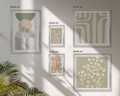 Billedsæt over sofa Stilfuld pastelfarvet plantegrafik