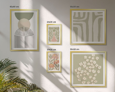 Billedsæt over sofa Stilfuld pastelfarvet plantegrafik