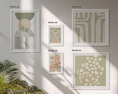 Billedsæt over sofa Stilfuld pastelfarvet plantegrafik