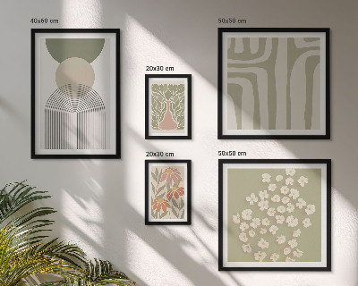 Billedsæt over sofa Stilfuld pastelfarvet plantegrafik