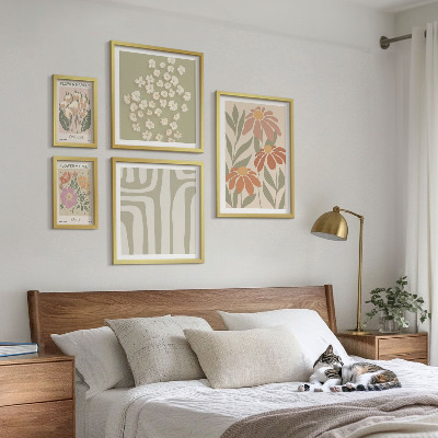Billedsæt over sofa Blomstermønstre London Paris boho