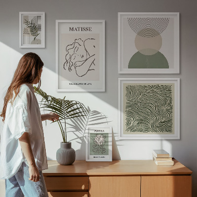 Billedsæt over sofa Minimalistiske plantekompositioner