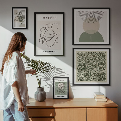 Billedsæt over sofa Minimalistiske plantekompositioner