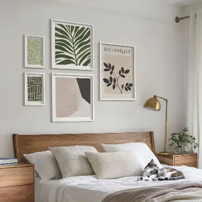 Billedkomposition til væg med moderne planteinspirationer