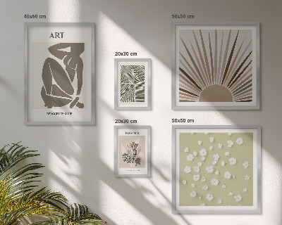 Billedsæt over sofa Stilfuld abstrakt plantegrafik