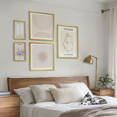Billedsæt over sofa Minimalistiske kunstlinjer