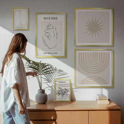 Billedsæt over sofa Minimalistiske kunstlinjer