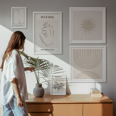 Billedsæt over sofa Minimalistiske kunstlinjer
