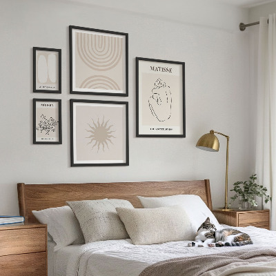 Billedsæt over sofa Minimalistiske kunstlinjer