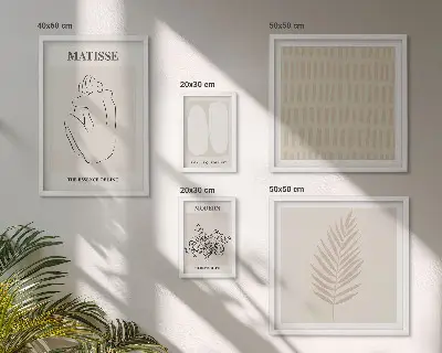 Billedkomposition til væg med minimalistiske former