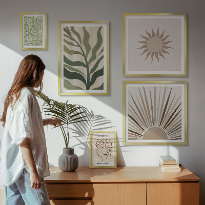 Billedsæt over sofa Stilfuld abstrakt plantegrafik