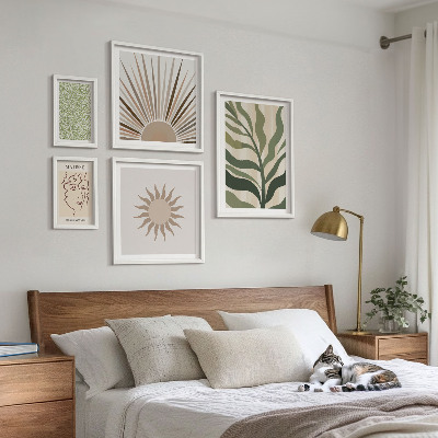 Billedsæt over sofa Stilfuld abstrakt plantegrafik