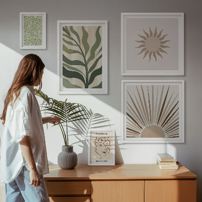 Billedsæt over sofa Stilfuld abstrakt plantegrafik