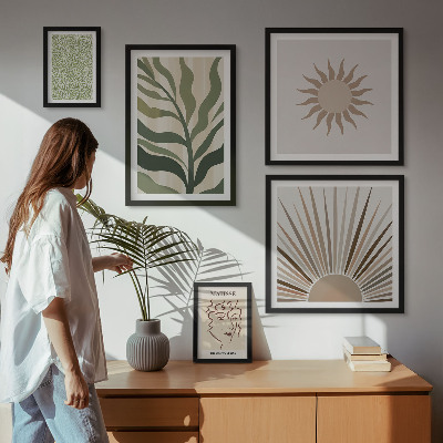 Billedsæt over sofa Stilfuld abstrakt plantegrafik