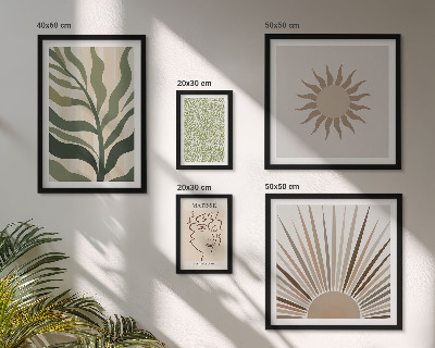 Billedsæt over sofa Stilfuld abstrakt plantegrafik