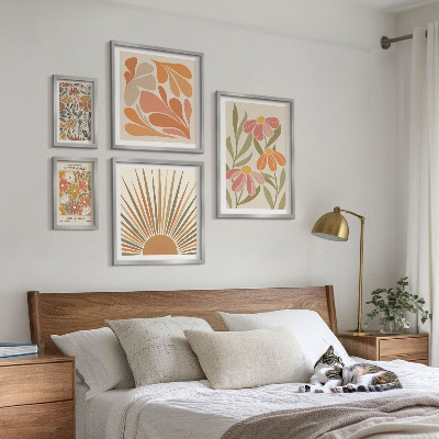Billedkomposition til væg Geometriske blomster i boho-stil
