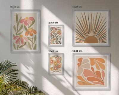 Billedkomposition til væg Geometriske blomster i boho-stil