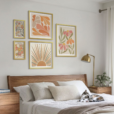 Billedkomposition til væg Geometriske blomster i boho-stil