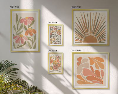 Billedkomposition til væg Geometriske blomster i boho-stil